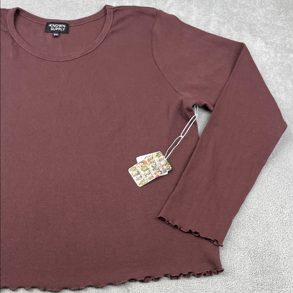 NEW Known Supply 3X Jill Top Brown Long Sleeve Women's‎ Top